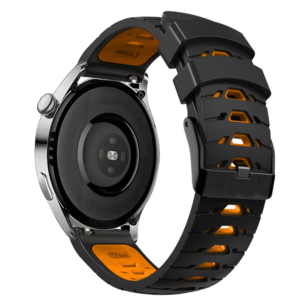 For Huawei Watch GT Runner/Garmin Venu 2/Vivoactive 4 Trapezoid Three Row Holes Watch Strap Dual Color Silicone Wrist Band