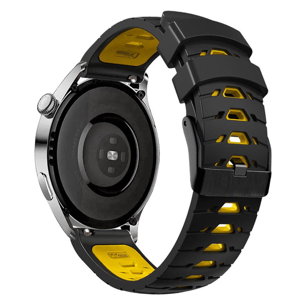 For Huawei Watch GT Runner/Garmin Venu 2/Vivoactive 4 Trapezoid Three Row Holes Watch Strap Dual Color Silicone Wrist Band