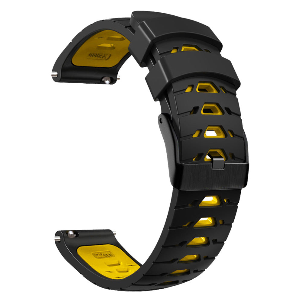 For Huawei Watch GT Runner/Garmin Venu 2/Vivoactive 4 Trapezoid Three Row Holes Watch Strap Dual Color Silicone Wrist Band
