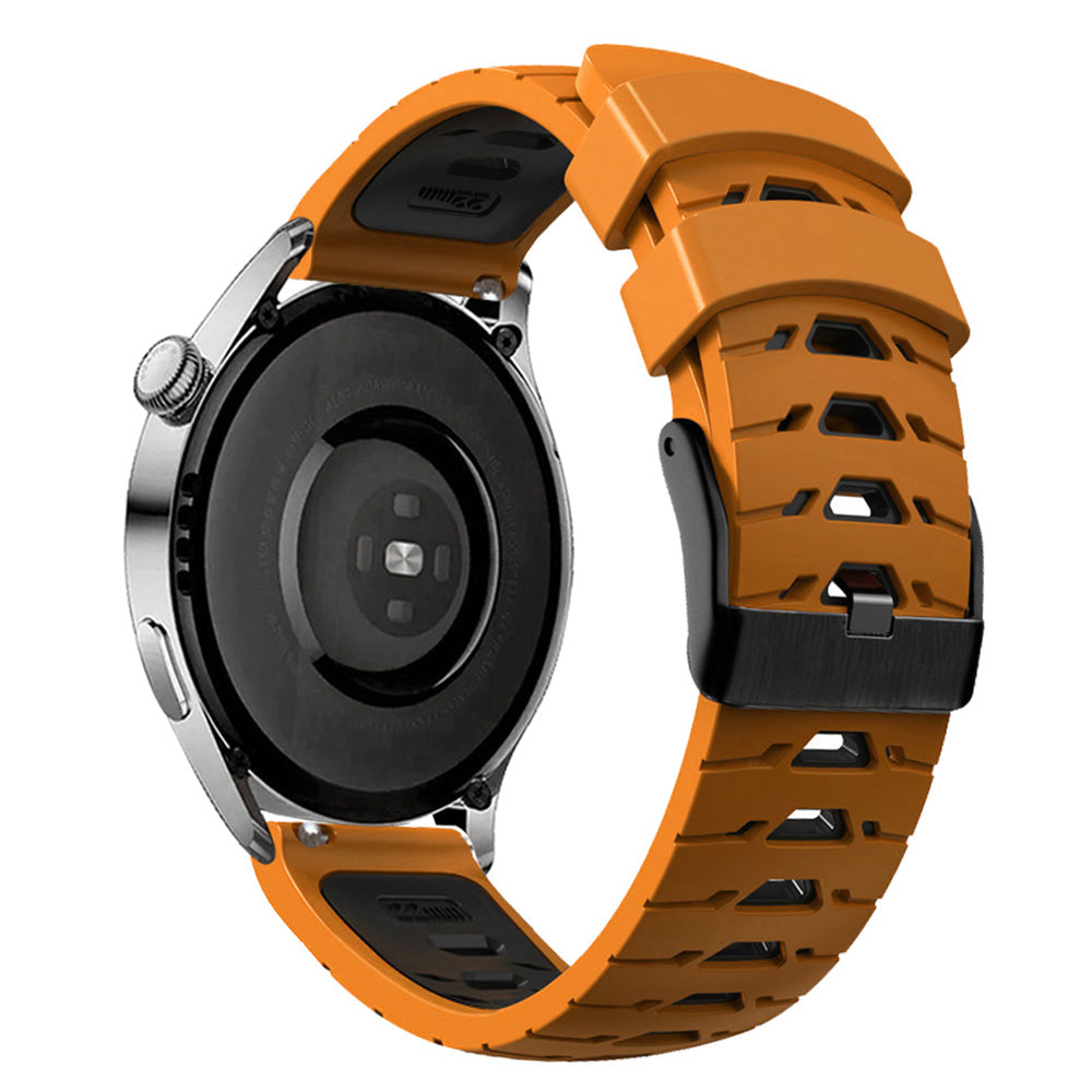 For Huawei Watch GT Runner/Garmin Venu 2/Vivoactive 4 Trapezoid Three Row Holes Watch Strap Dual Color Silicone Wrist Band