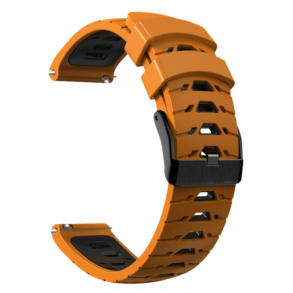 For Huawei Watch GT Runner/Garmin Venu 2/Vivoactive 4 Trapezoid Three Row Holes Watch Strap Dual Color Silicone Wrist Band