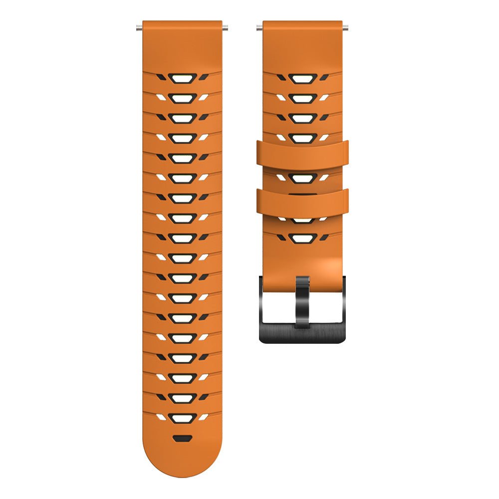 For Huawei Watch GT Runner/Garmin Venu 2/Vivoactive 4 Trapezoid Three Row Holes Watch Strap Dual Color Silicone Wrist Band