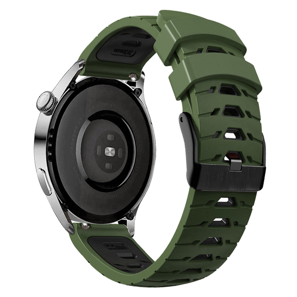 For Huawei Watch GT Runner/Garmin Venu 2/Vivoactive 4 Trapezoid Three Row Holes Watch Strap Dual Color Silicone Wrist Band