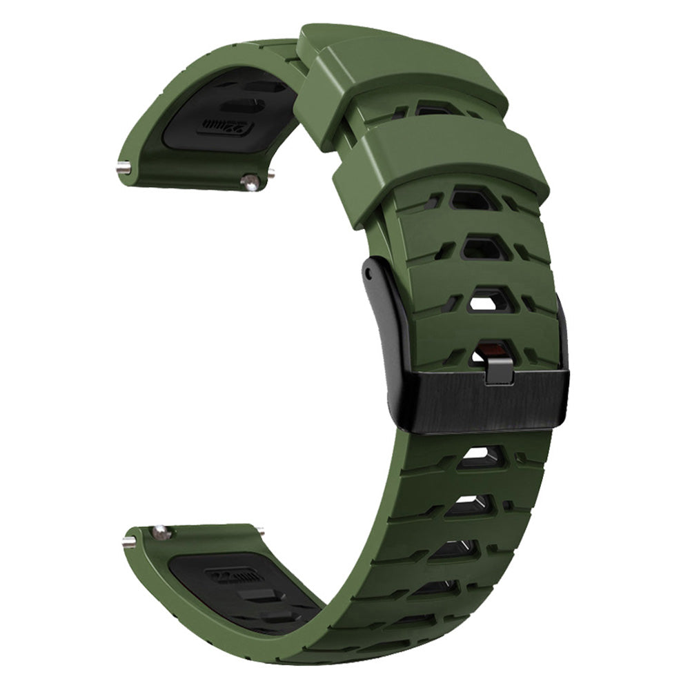 For Huawei Watch GT Runner/Garmin Venu 2/Vivoactive 4 Trapezoid Three Row Holes Watch Strap Dual Color Silicone Wrist Band