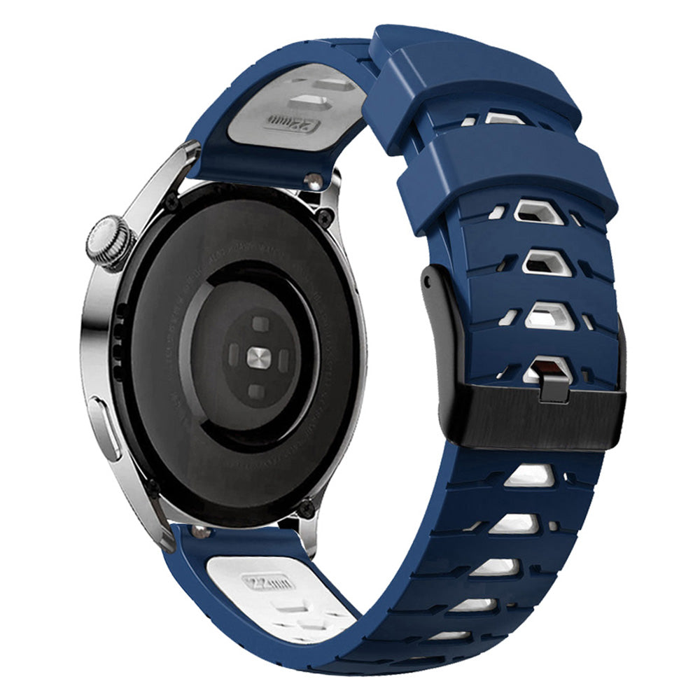 For Huawei Watch GT Runner/Garmin Venu 2/Vivoactive 4 Trapezoid Three Row Holes Watch Strap Dual Color Silicone Wrist Band