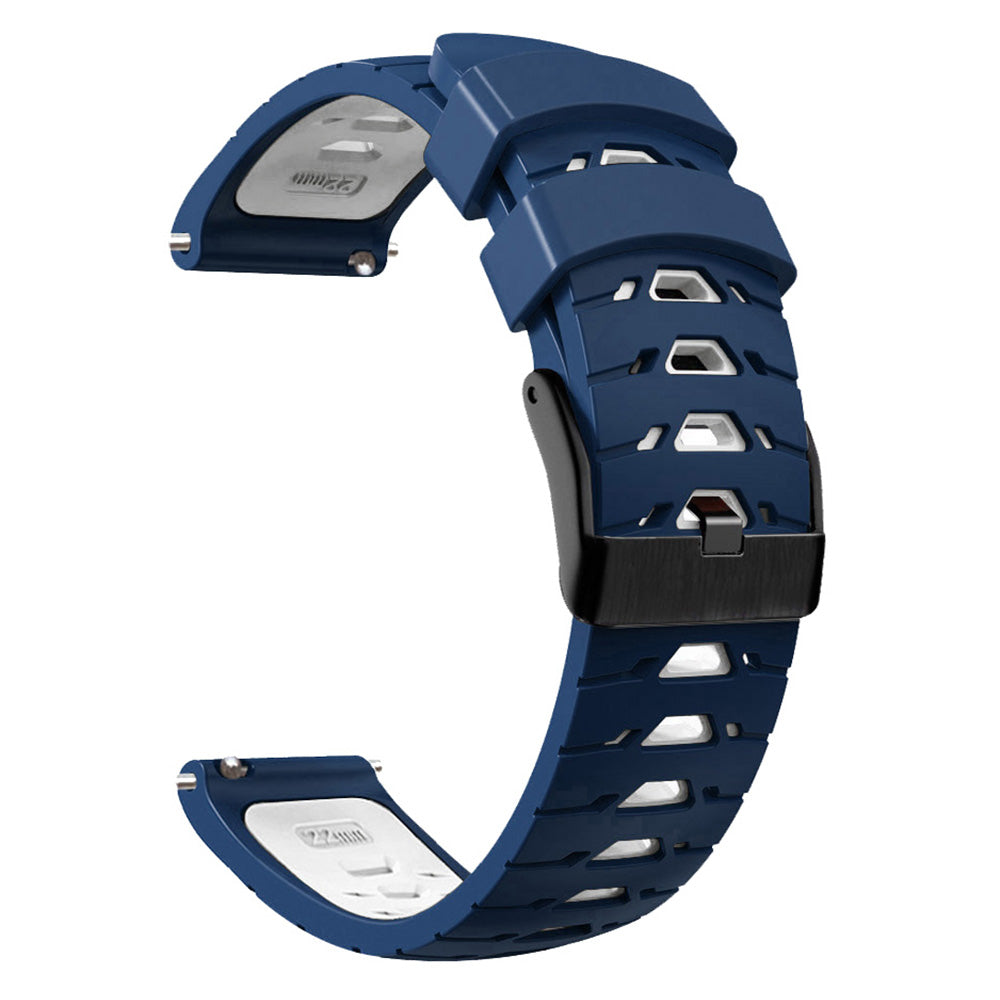 For Huawei Watch GT Runner/Garmin Venu 2/Vivoactive 4 Trapezoid Three Row Holes Watch Strap Dual Color Silicone Wrist Band