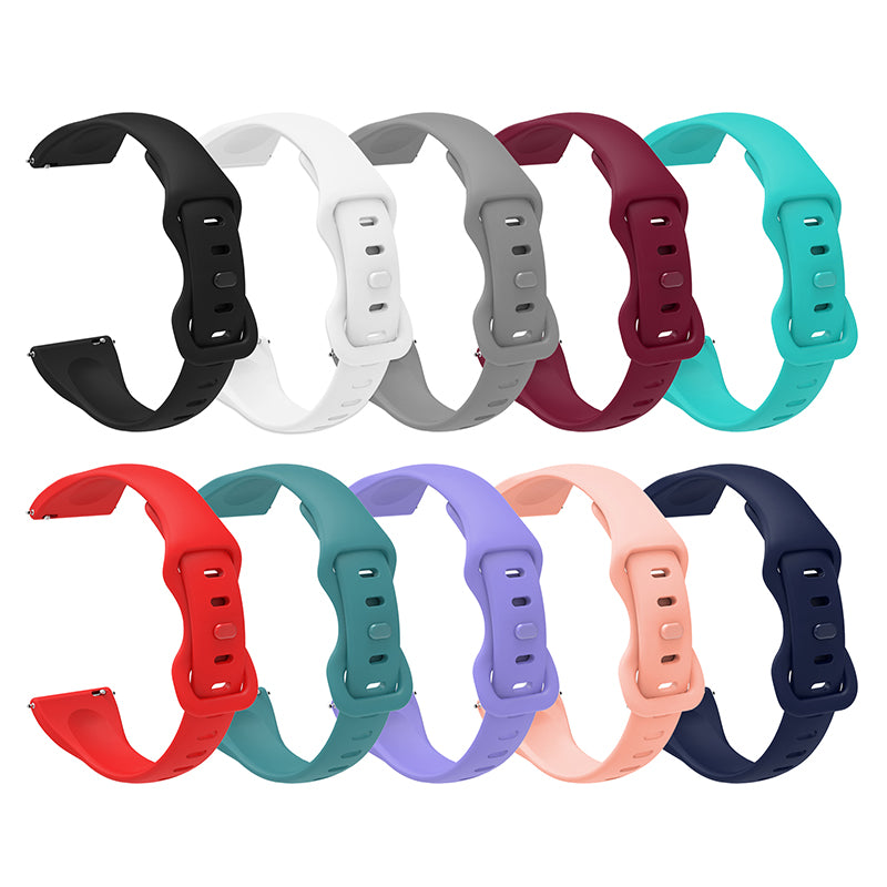 22mm Watch Strap Replacement Adjustable Silicone Wrist Band Bracelet with 8-shaped Buckle