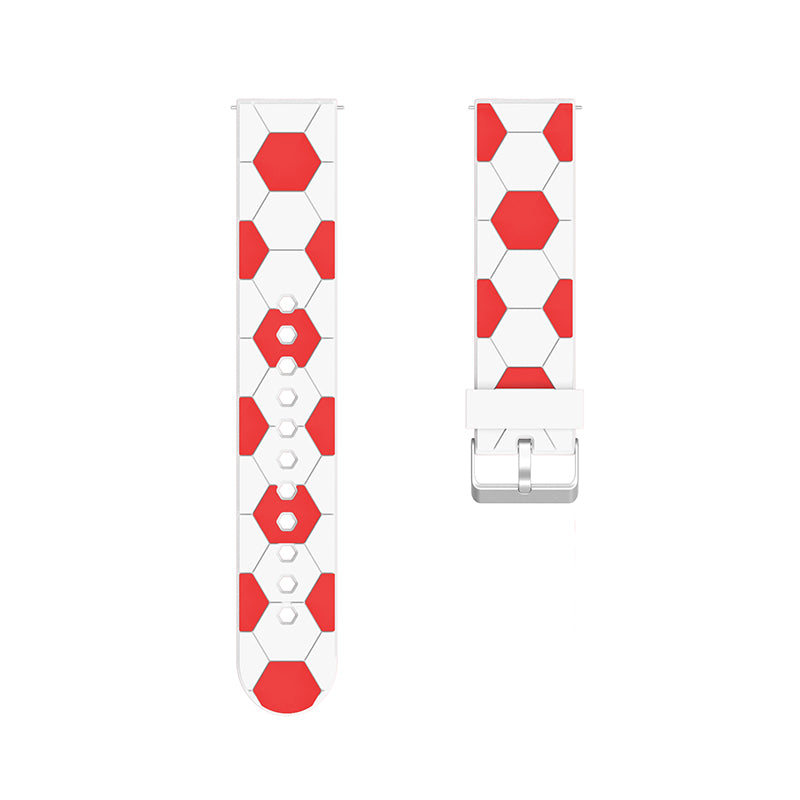 20mm Soccer Ball Football Pattern Silicone Watch Strap Replacement Wrist Band with Pin Buckle