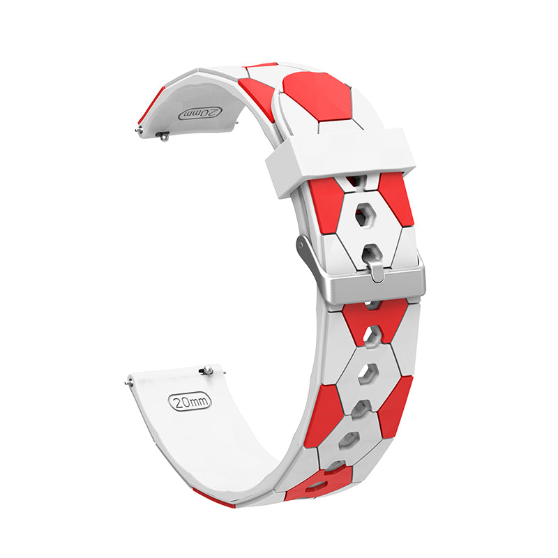 20mm Soccer Ball Football Pattern Silicone Watch Strap Replacement Wrist Band with Pin Buckle