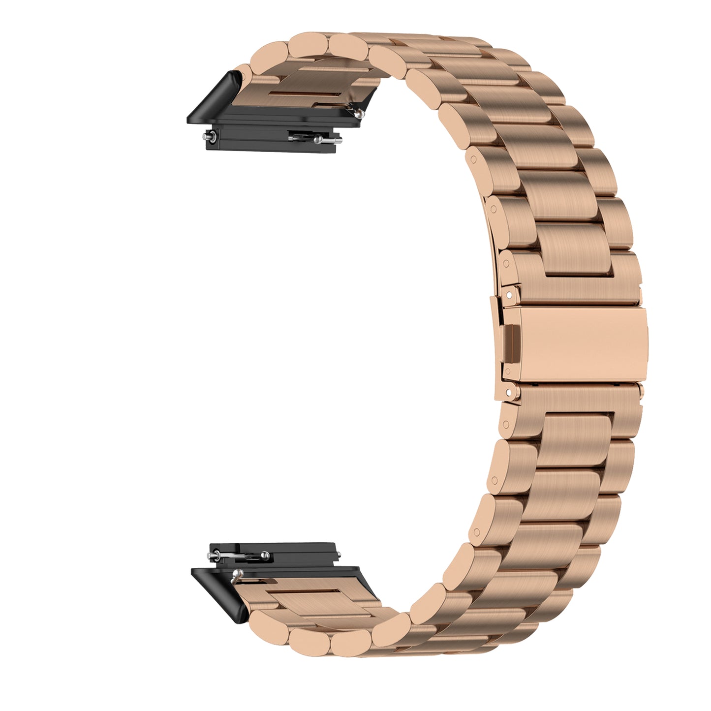 For Huawei Band 7 Stainless Steel Smart Watch Band Three Beads Replacement Strap with Folding Buckle