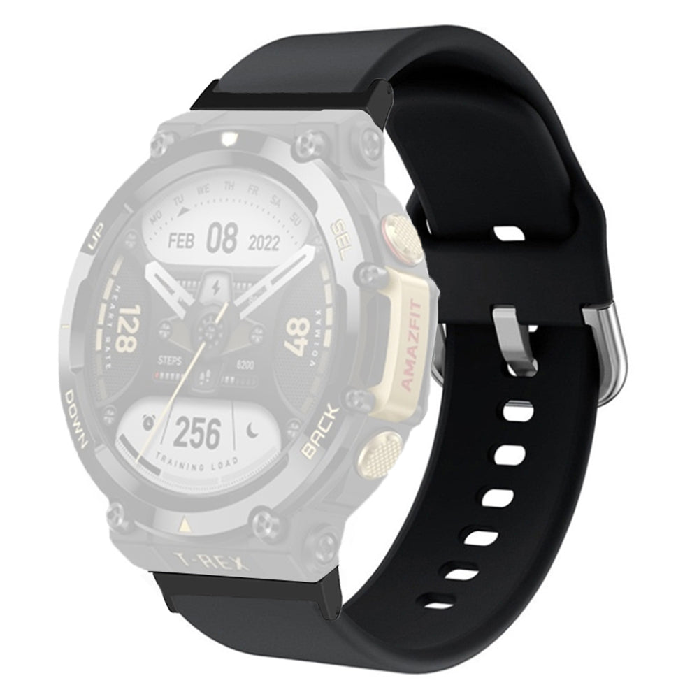 For Huami Amazfit T-Rex 2 Silicone Watch Strap Adjustable Wrist Band with Square Pin Buckle