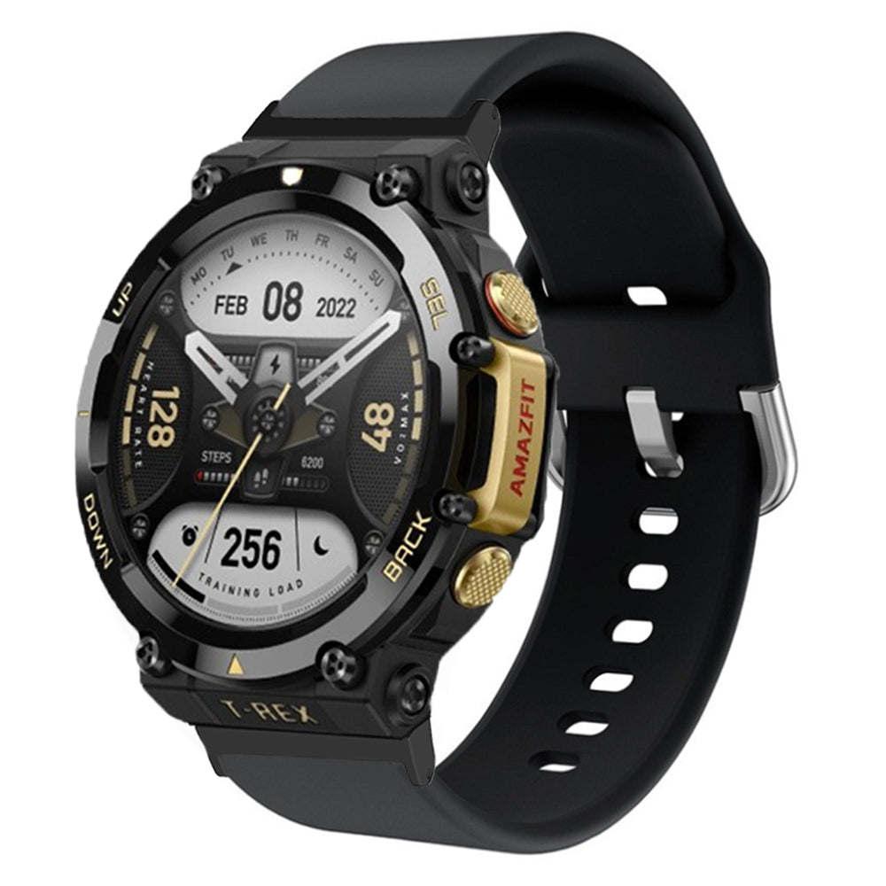 For Huami Amazfit T-Rex 2 Silicone Watch Strap Adjustable Wrist Band with Square Pin Buckle
