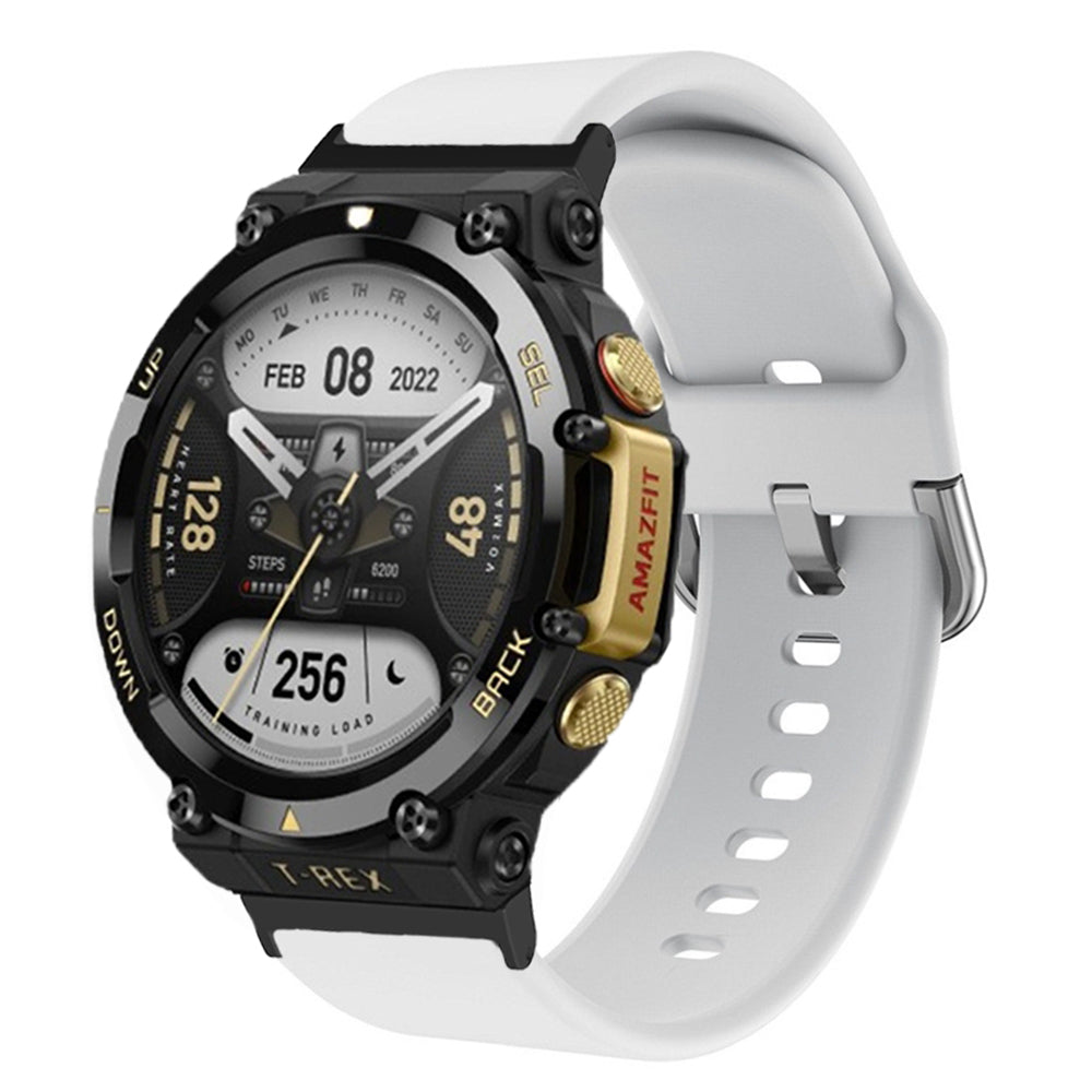 For Huami Amazfit T-Rex 2 Silicone Watch Strap Adjustable Wrist Band with Square Pin Buckle