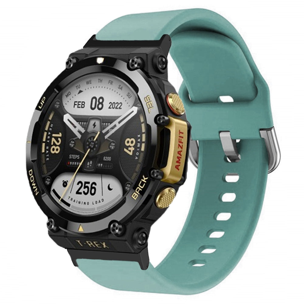 For Huami Amazfit T-Rex 2 Silicone Watch Strap Adjustable Wrist Band with Square Pin Buckle