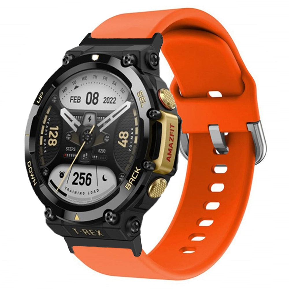 For Huami Amazfit T-Rex 2 Silicone Watch Strap Adjustable Wrist Band with Square Pin Buckle