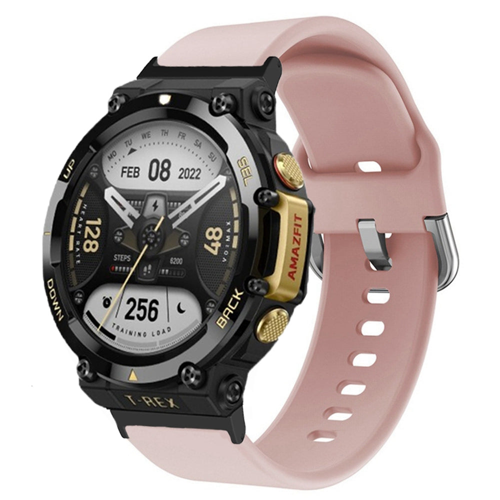 For Huami Amazfit T-Rex 2 Silicone Watch Strap Adjustable Wrist Band with Square Pin Buckle