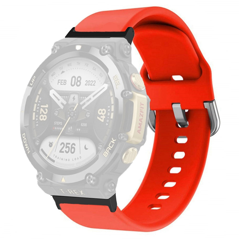 For Huami Amazfit T-Rex 2 Silicone Watch Strap Adjustable Wrist Band with Square Pin Buckle