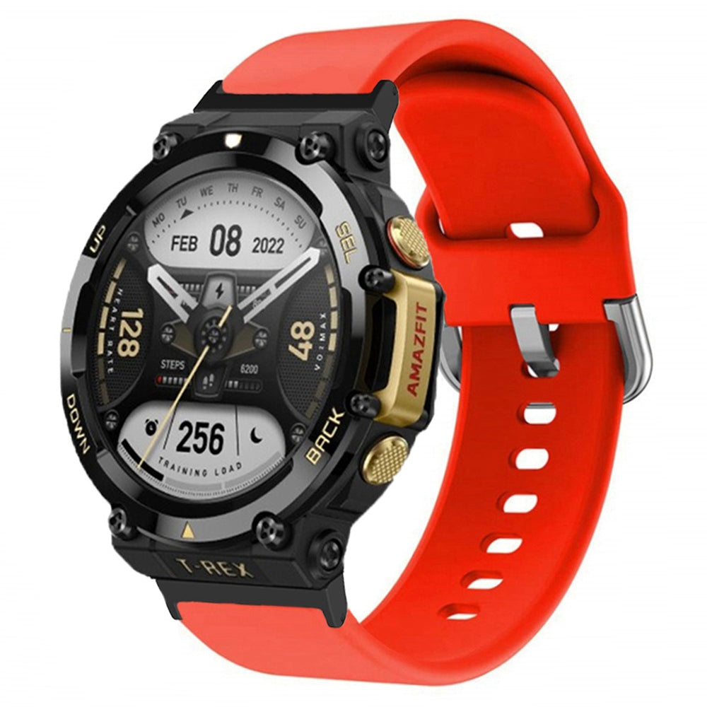 For Huami Amazfit T-Rex 2 Silicone Watch Strap Adjustable Wrist Band with Square Pin Buckle