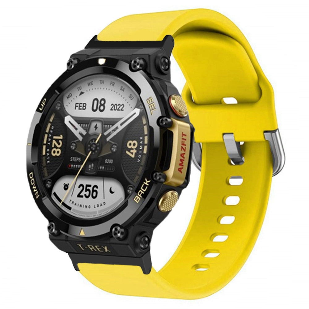 For Huami Amazfit T-Rex 2 Silicone Watch Strap Adjustable Wrist Band with Square Pin Buckle