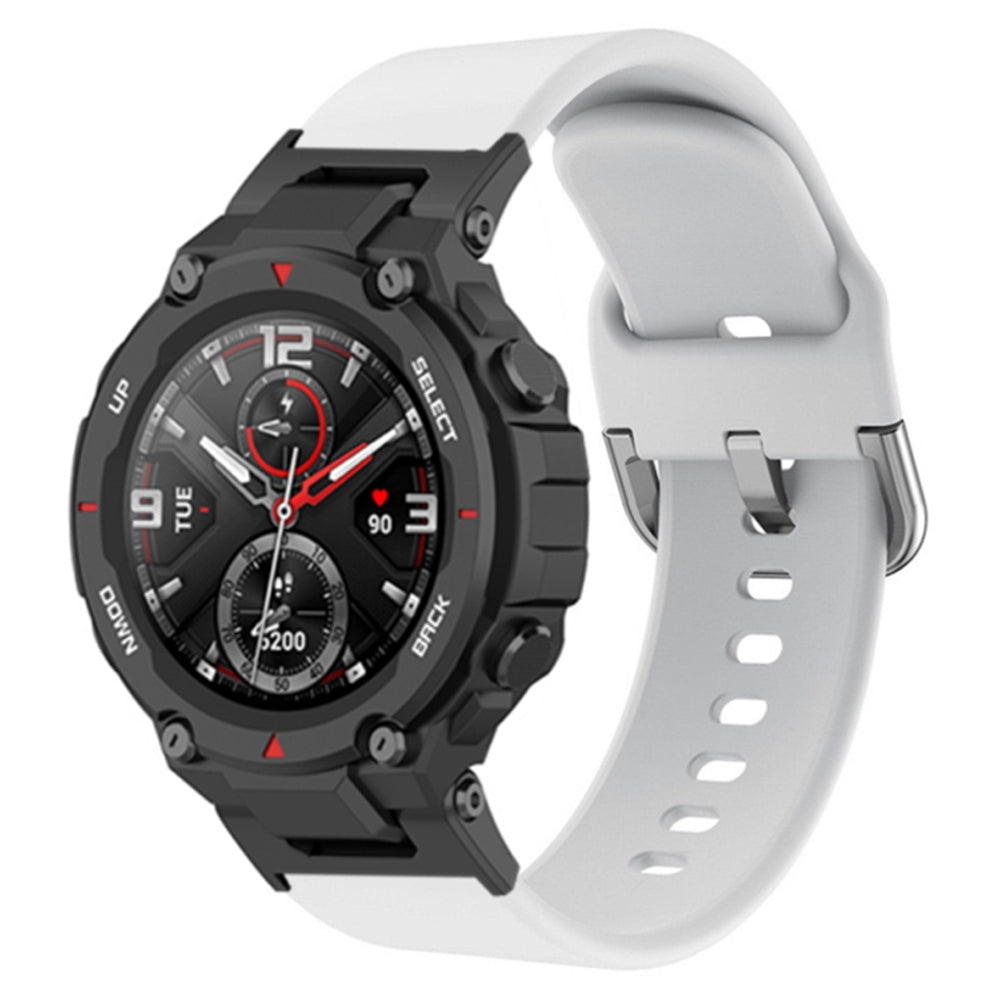 For Huami Amazfit T-Rex / T-Rex Pro / Ares, Universal 22mm Watch Band Silicone Watch Strap Replacement Watchband with Square Buckle