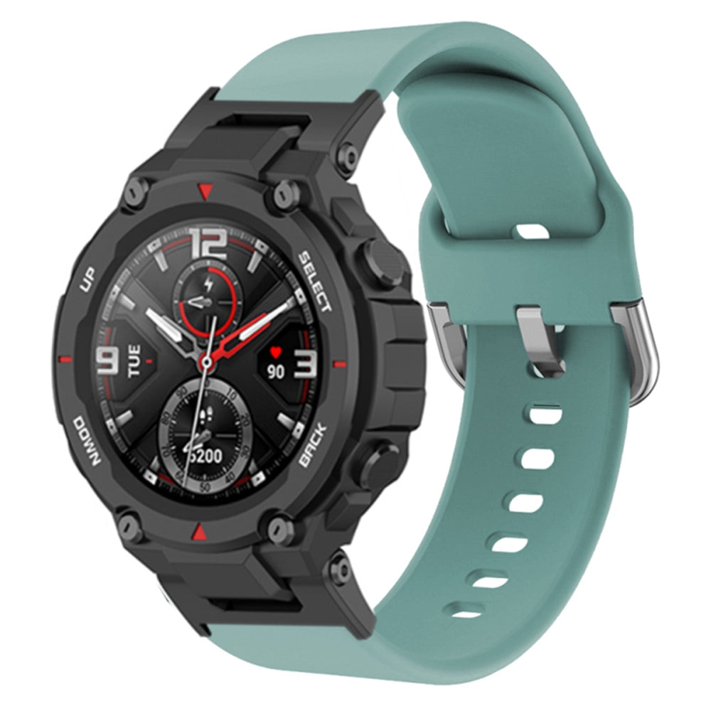 For Huami Amazfit T-Rex / T-Rex Pro / Ares, Universal 22mm Watch Band Silicone Watch Strap Replacement Watchband with Square Buckle