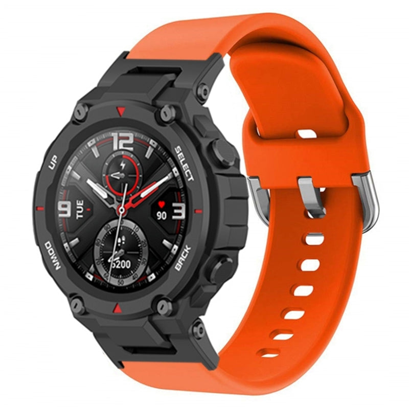 For Huami Amazfit T-Rex / T-Rex Pro / Ares, Universal 22mm Watch Band Silicone Watch Strap Replacement Watchband with Square Buckle