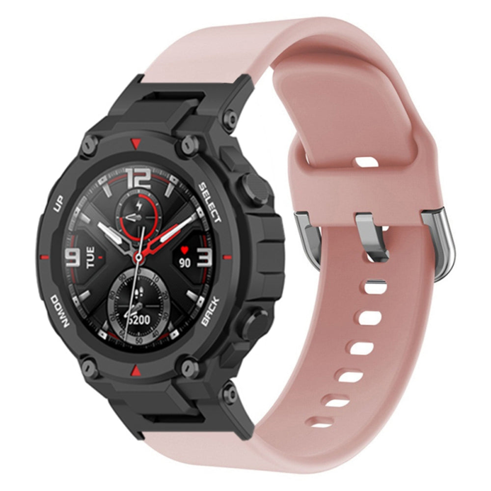 For Huami Amazfit T-Rex / T-Rex Pro / Ares, Universal 22mm Watch Band Silicone Watch Strap Replacement Watchband with Square Buckle