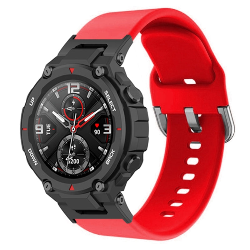 For Huami Amazfit T-Rex / T-Rex Pro / Ares, Universal 22mm Watch Band Silicone Watch Strap Replacement Watchband with Square Buckle