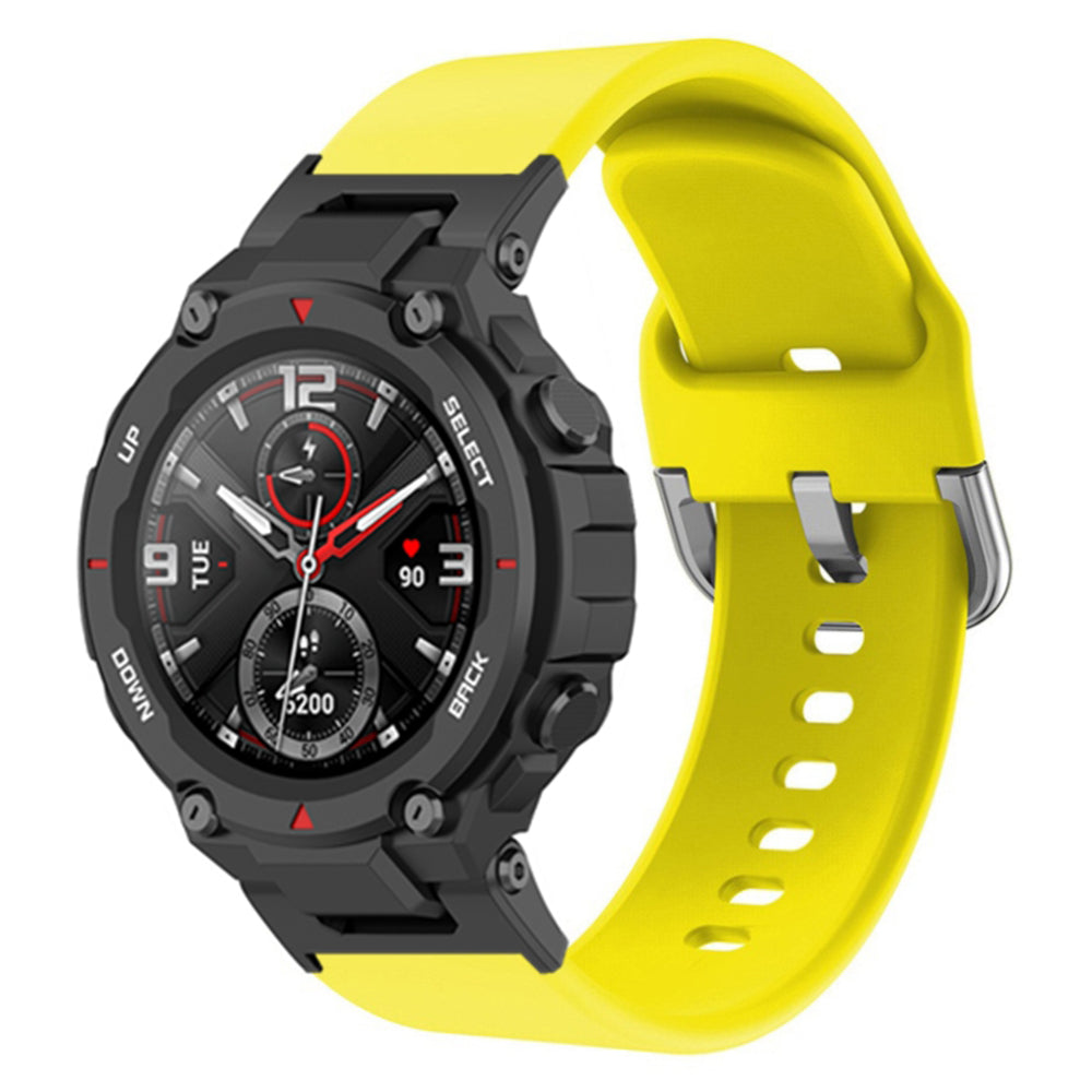 For Huami Amazfit T-Rex / T-Rex Pro / Ares, Universal 22mm Watch Band Silicone Watch Strap Replacement Watchband with Square Buckle