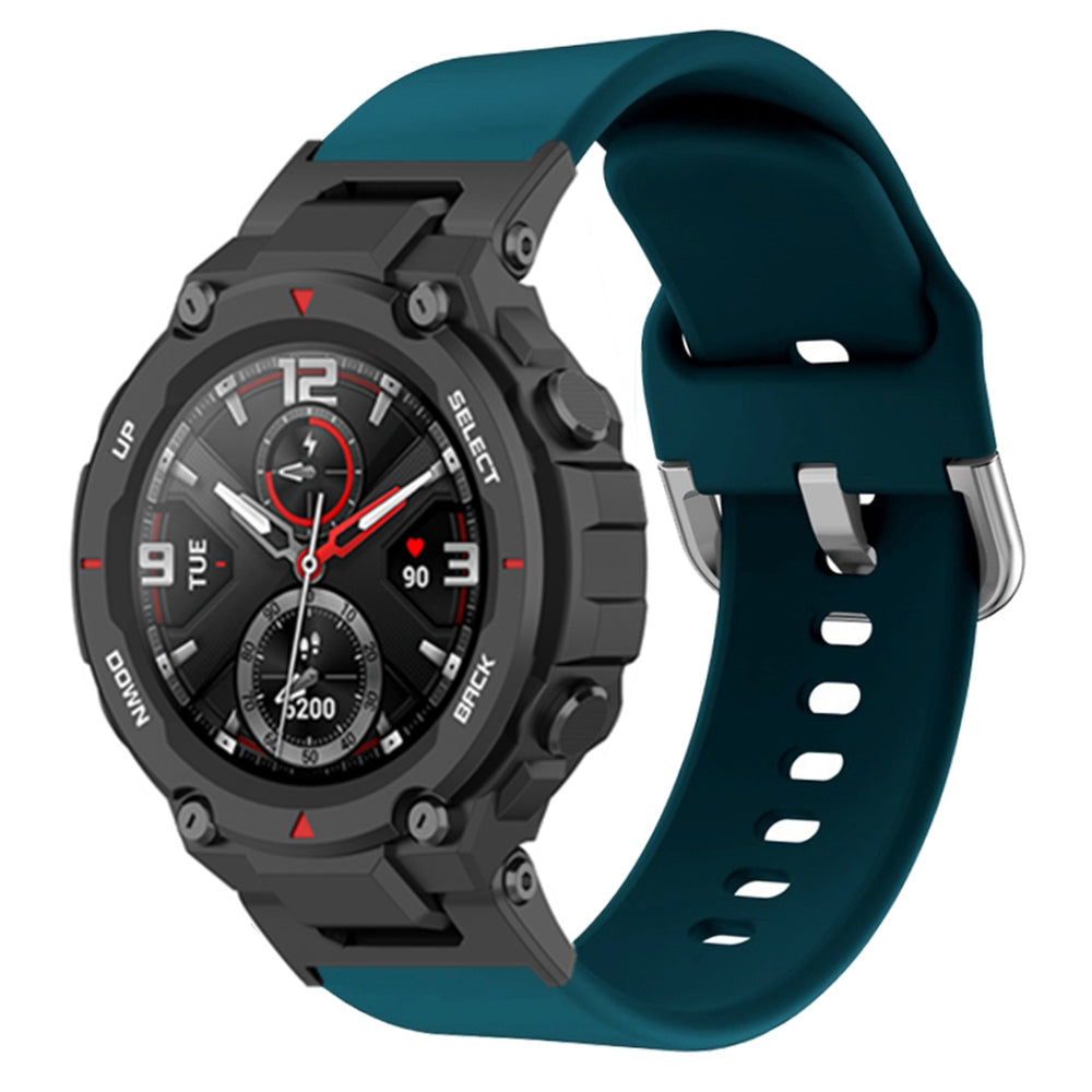 For Huami Amazfit T-Rex / T-Rex Pro / Ares, Universal 22mm Watch Band Silicone Watch Strap Replacement Watchband with Square Buckle