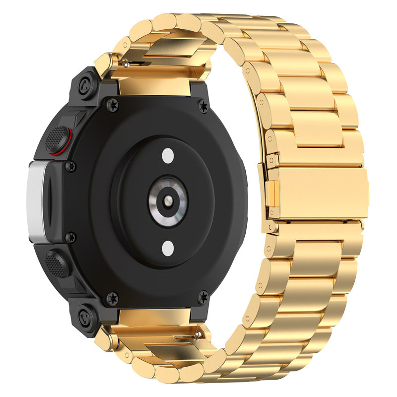 For Huami Amazfit T-Rex 2 Smart Watch Band Three-bead Stainless Steel Wrist Strap with Foldable Buckle