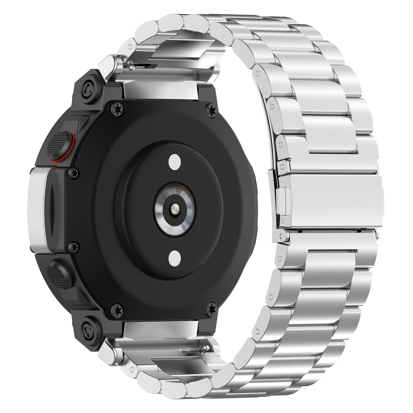 For Huami Amazfit T-Rex 2 Smart Watch Stainless Steel Watch Band Three Beads Strap Replacement with Tool