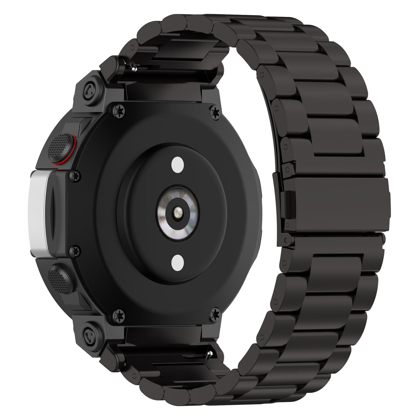 For Huami Amazfit T-Rex 2 Smart Watch Stainless Steel Watch Band Three Beads Strap Replacement with Tool