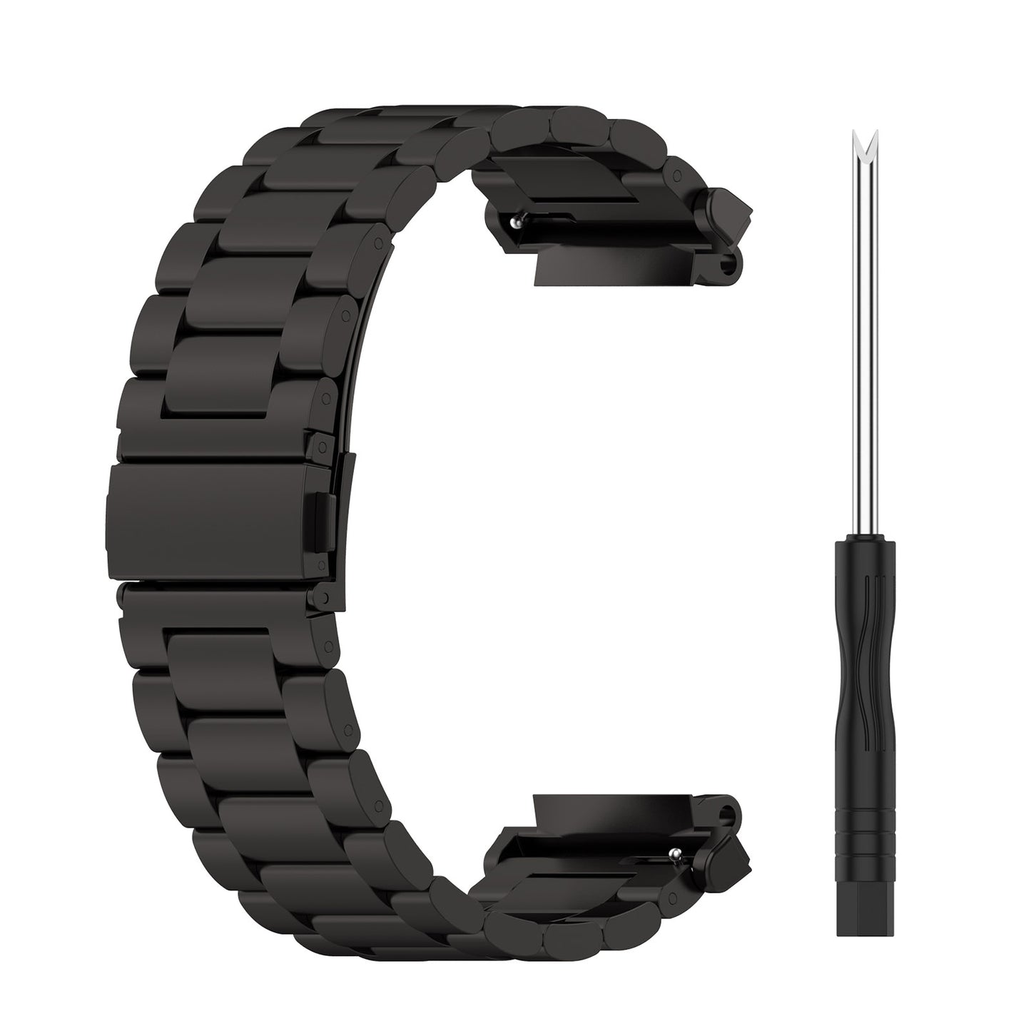 For Huami Amazfit T-Rex 2 Smart Watch Stainless Steel Watch Band Three Beads Strap Replacement with Tool