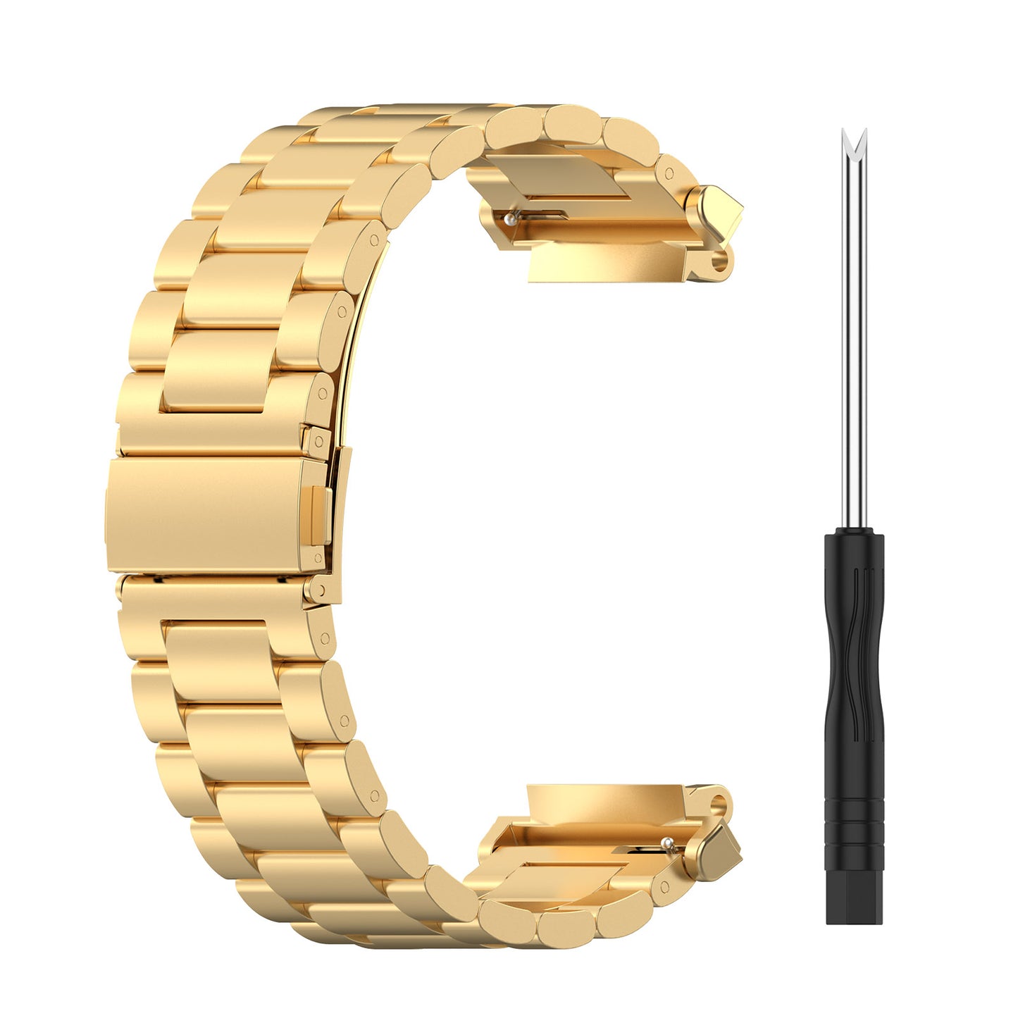 For Huami Amazfit T-Rex 2 Smart Watch Stainless Steel Watch Band Three Beads Strap Replacement with Tool