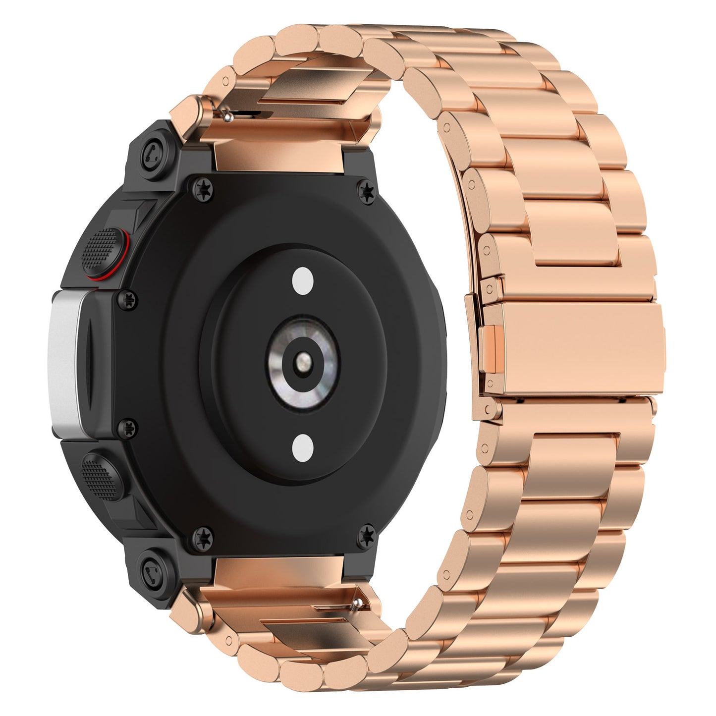 For Huami Amazfit T-Rex 2 Smart Watch Stainless Steel Watch Band Three Beads Strap Replacement with Tool
