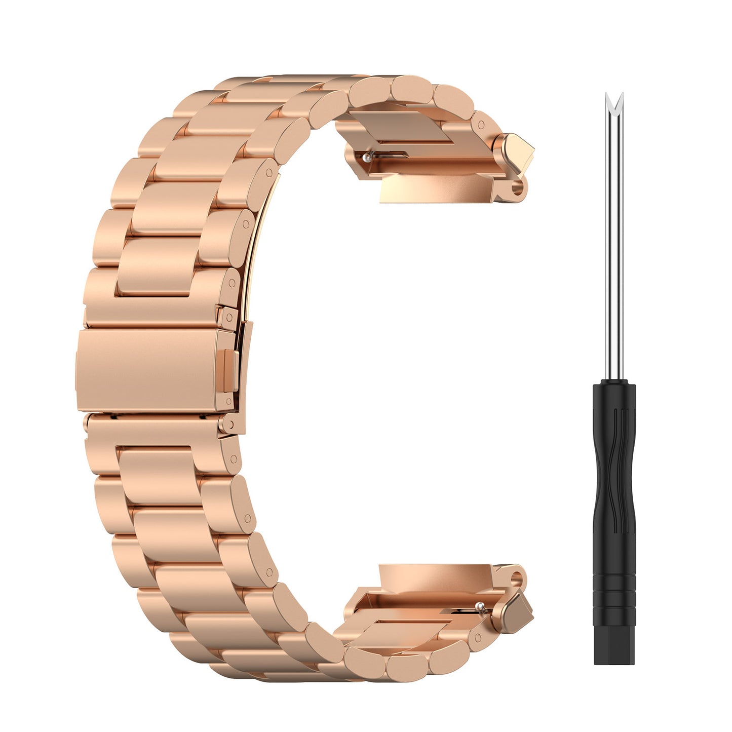 For Huami Amazfit T-Rex 2 Smart Watch Stainless Steel Watch Band Three Beads Strap Replacement with Tool