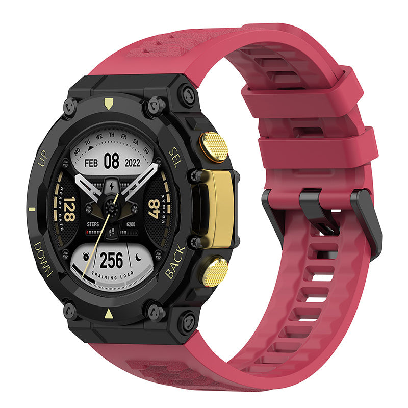 For Huami Amazfit T-Rex 2 Solid Color Soft Silicone Sports Smart Watch Band Replacement Wrist Strap