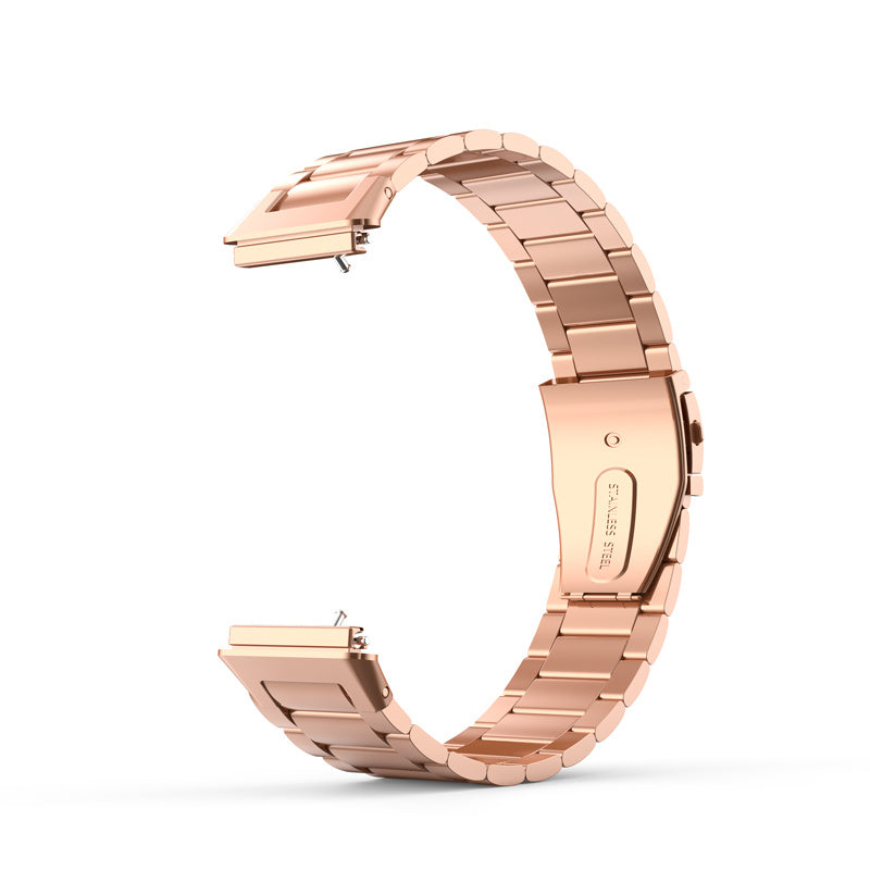 For Huawei Band 7 Three Beads Stainless Steel Anti-scratch Smart Watch Band Replacement Wrist Strap
