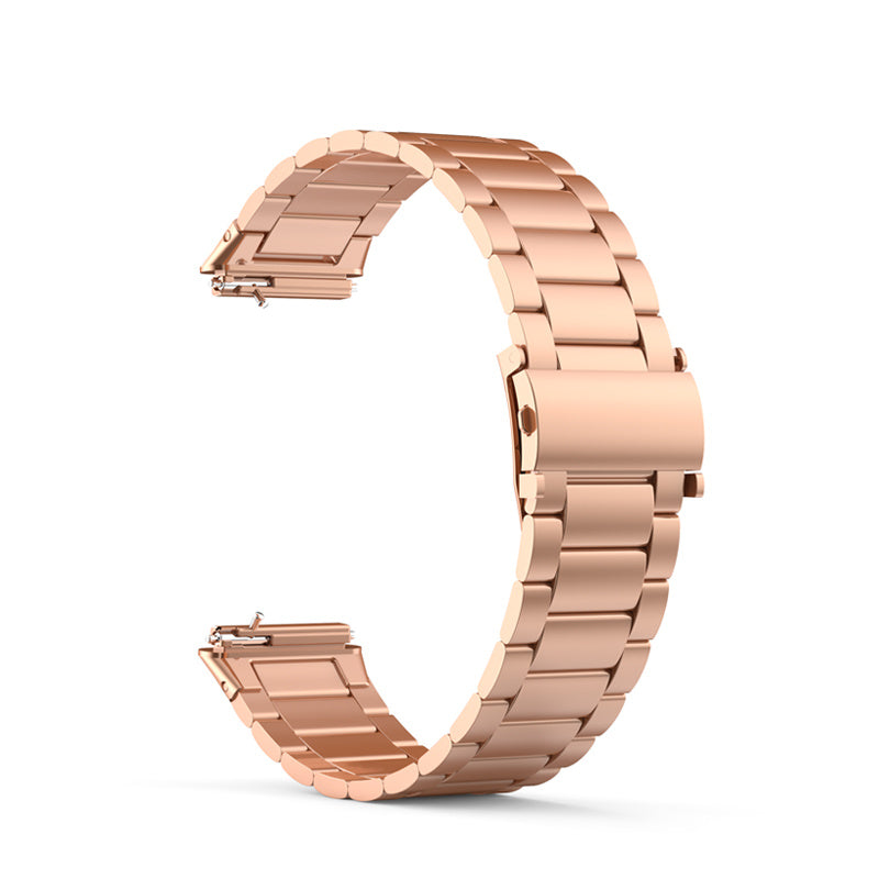 For Huawei Band 7 Three Beads Stainless Steel Anti-scratch Smart Watch Band Replacement Wrist Strap