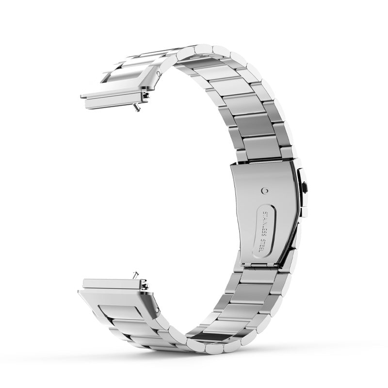 For Huawei Band 7 Three Beads Watch Band Replacement Stainless Steel Anti-scratch Wrist Strap