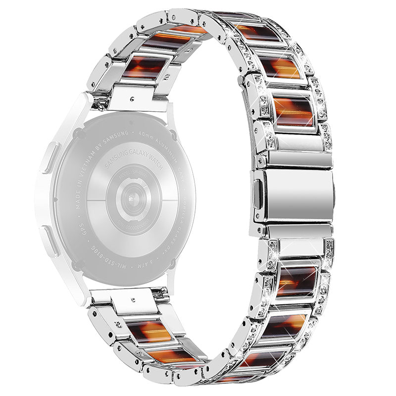 For Huawei Watch GT 2 42mm / Watch 2 / Honor Magic Watch 2 42mm Stainless Steel + Resin Watch Strap Quick Release Watch Band Rhinestone Decoration Watchband