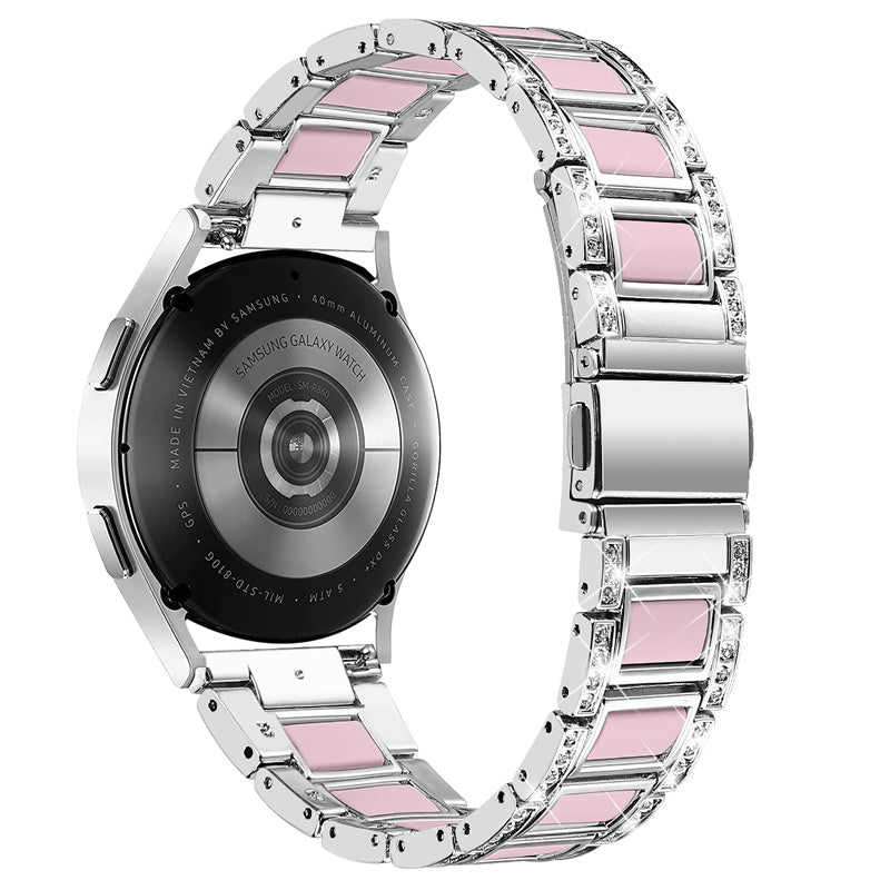 For Huawei Watch GT 2 42mm / Watch 2 / Honor Magic Watch 2 42mm Stainless Steel + Resin Watch Strap Quick Release Watch Band Rhinestone Decoration Watchband