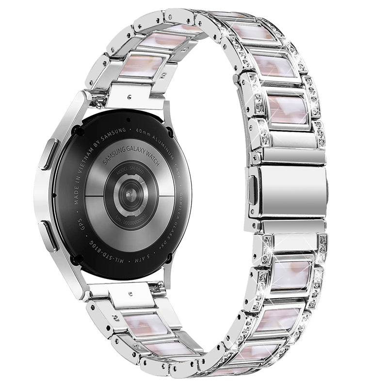 For Huawei Watch GT 2 42mm / Watch 2 / Honor Magic Watch 2 42mm Stainless Steel + Resin Watch Strap Quick Release Watch Band Rhinestone Decoration Watchband