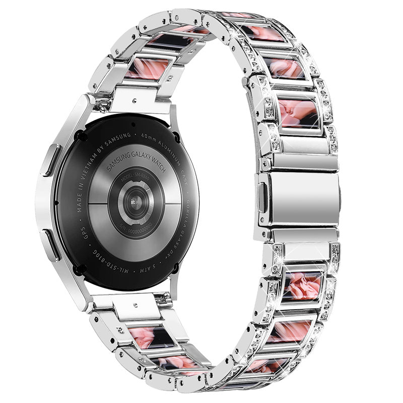 For Huawei Watch GT 2 42mm / Watch 2 / Honor Magic Watch 2 42mm Stainless Steel + Resin Watch Strap Quick Release Watch Band Rhinestone Decoration Watchband