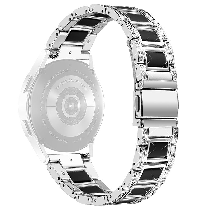 For Huawei Watch GT 2 42mm / Watch 2 / Honor Magic Watch 2 42mm Stainless Steel + Resin Watch Strap Quick Release Watch Band Rhinestone Decoration Watchband