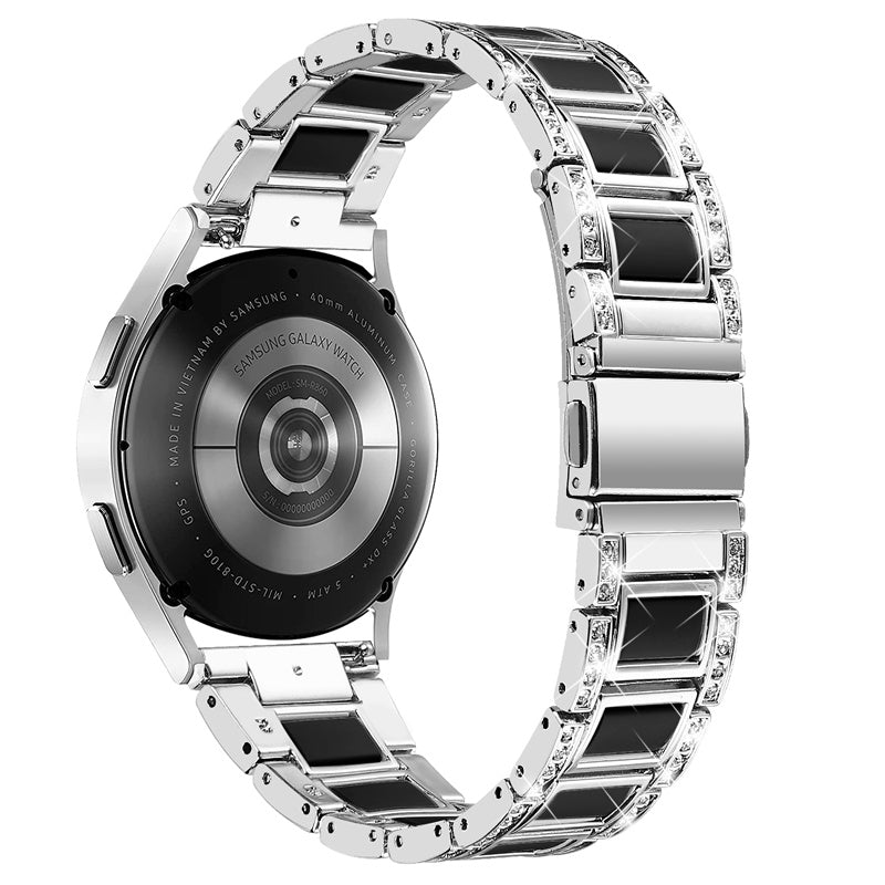 For Huawei Watch GT 2 42mm / Watch 2 / Honor Magic Watch 2 42mm Stainless Steel + Resin Watch Strap Quick Release Watch Band Rhinestone Decoration Watchband