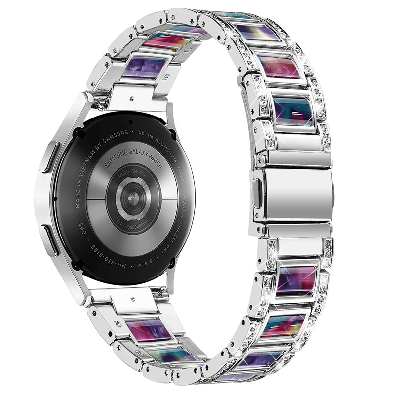 For Huawei Watch GT 2 42mm / Watch 2 / Honor Magic Watch 2 42mm Stainless Steel + Resin Watch Strap Quick Release Watch Band Rhinestone Decoration Watchband