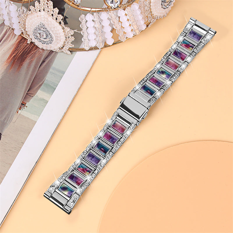 For Huawei Watch GT 2 42mm / Watch 2 / Honor Magic Watch 2 42mm Stainless Steel + Resin Watch Strap Quick Release Watch Band Rhinestone Decoration Watchband