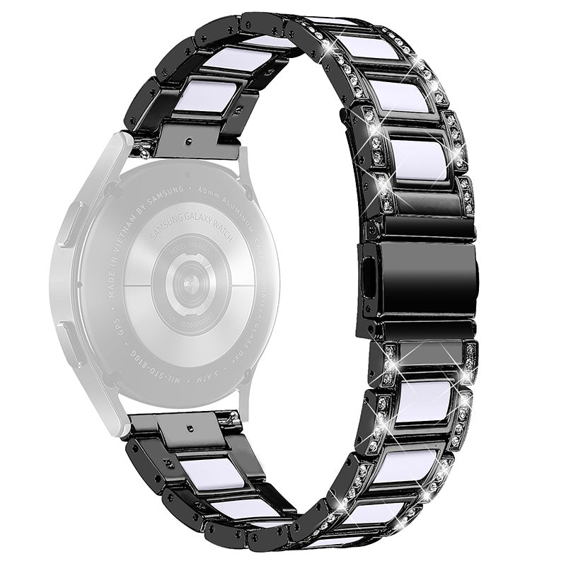 For Huawei Watch GT 2 42mm / Watch 2 / Honor MagicWatch 2 42mm Stainless Steel Watch Band Rhinestone Decor Resin Wrist Strap